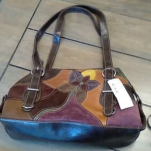 Brown leather and suede purse